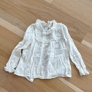 Tartine et Chocolat Ivory Viscose & Wool Blouse with Lace